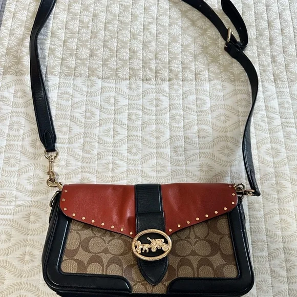 Coach Georgie shoulder bag with color block and rivets - Picture 2 of 7